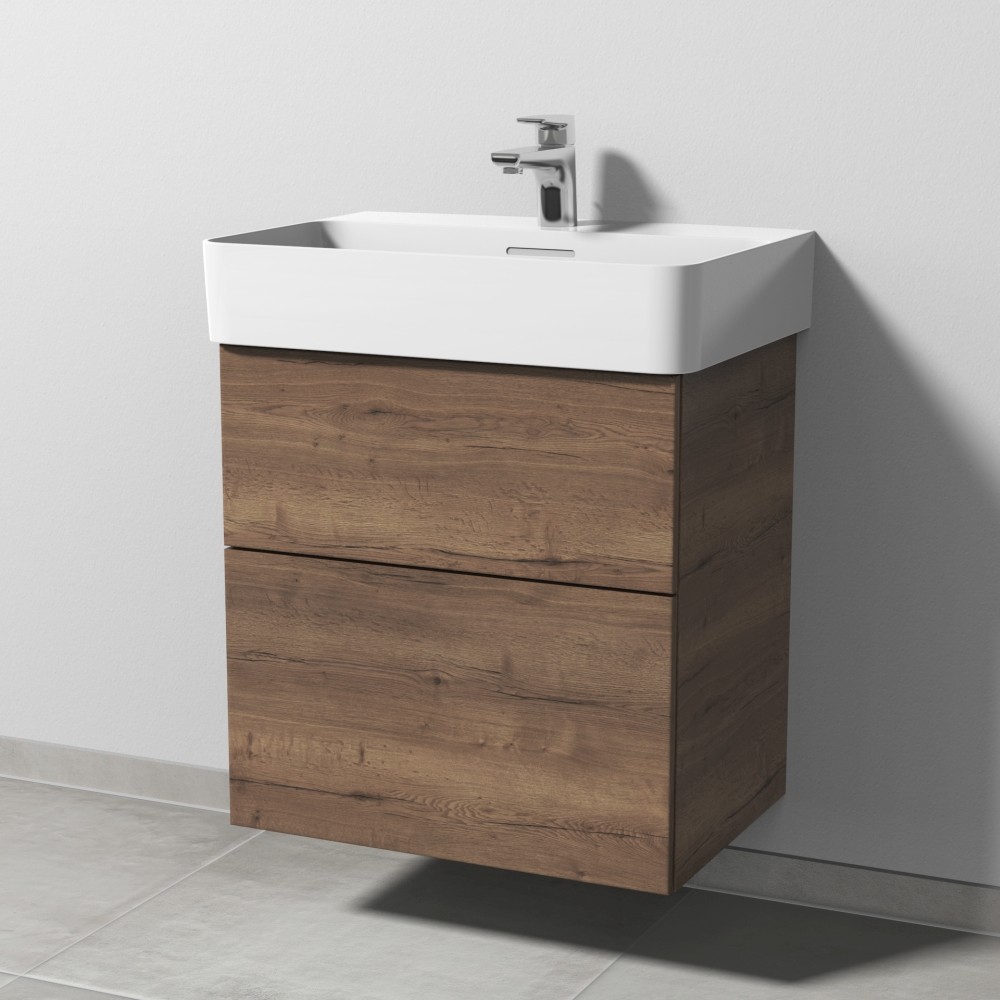 Sanipa 3way Waschtischunterbau zu Laufen VAL Waschtisch mit 2 Auszügen, Eiche-Tabak, SM82150 SM82150