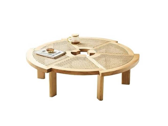 ksjdieunf Couchtisch Runder Couchtisch aus Rattan Holz, kreativer und personalisierter Kleiner Teetisch, Haushaltsmöbel Tische for Wohnzimmer