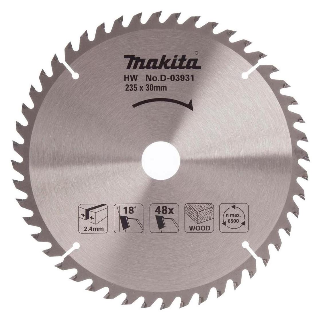 Makita D-03931 Hartmetallsäge 235 x 2,4 x 30 mm 18° T48 Standardholz (D-03931)