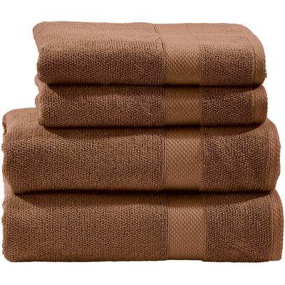 Handtuch Set DONE. "Deluxe 2 Gästetücher (30x50 cm), 2 Handtücher (50x100 cm)", braun (cognac), 4 Stk., Zwirnfrottee, Zwirnfrottee, Zwirnfrottee, Handtücher, aus hochwertigem Zwirnfrottier