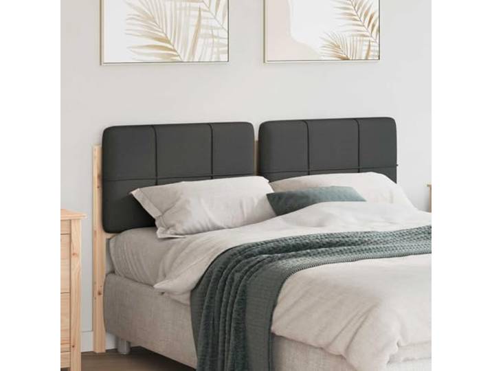 Gepolstertes Kopfteil aus massivem Kiefernholz, braun und dunkelgrau, 140 cm, modern minimalistisch