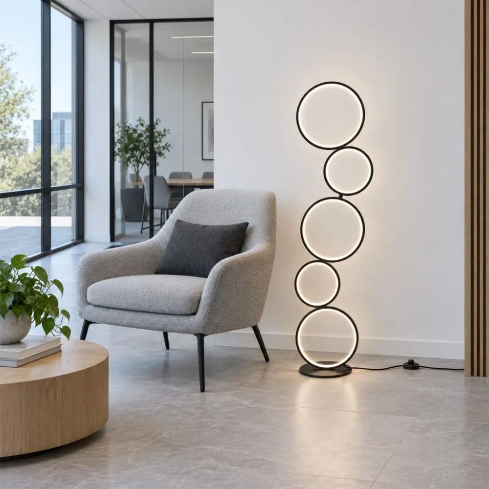 Alpinaluz Lampadaire led réglable 36w cct en aluminium noir h117 cm Noir 26x117x20cm