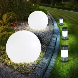 Solarleuchte Kugel Garten Steckleuchten Solar LED Gartendeko Solarkugel für Außen, IP44 Akku Erdspieß weiß satiniert, LED warmweiß, 5er Set