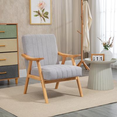 HOMCOM Accent Chair with Softness & Support, Upholstered Arm Chair for Living Room Furniture, Comfy Chair with Wood Legs