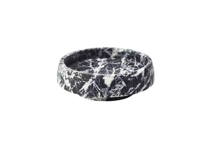 Handgefertigte, luxuriöse Seifenschale „Orion“ aus Marmor, Schwarz Schwarz marmoriert Aquanova