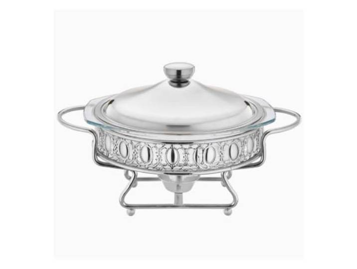 Rundes Chafing-Dish-Buffet-Set, Alkoholkocher warmhaltebehälter Chafing-Dish-Buffet-Set, 2-Liter-Wärmebecher mit Warmhaltetablett(Silver)