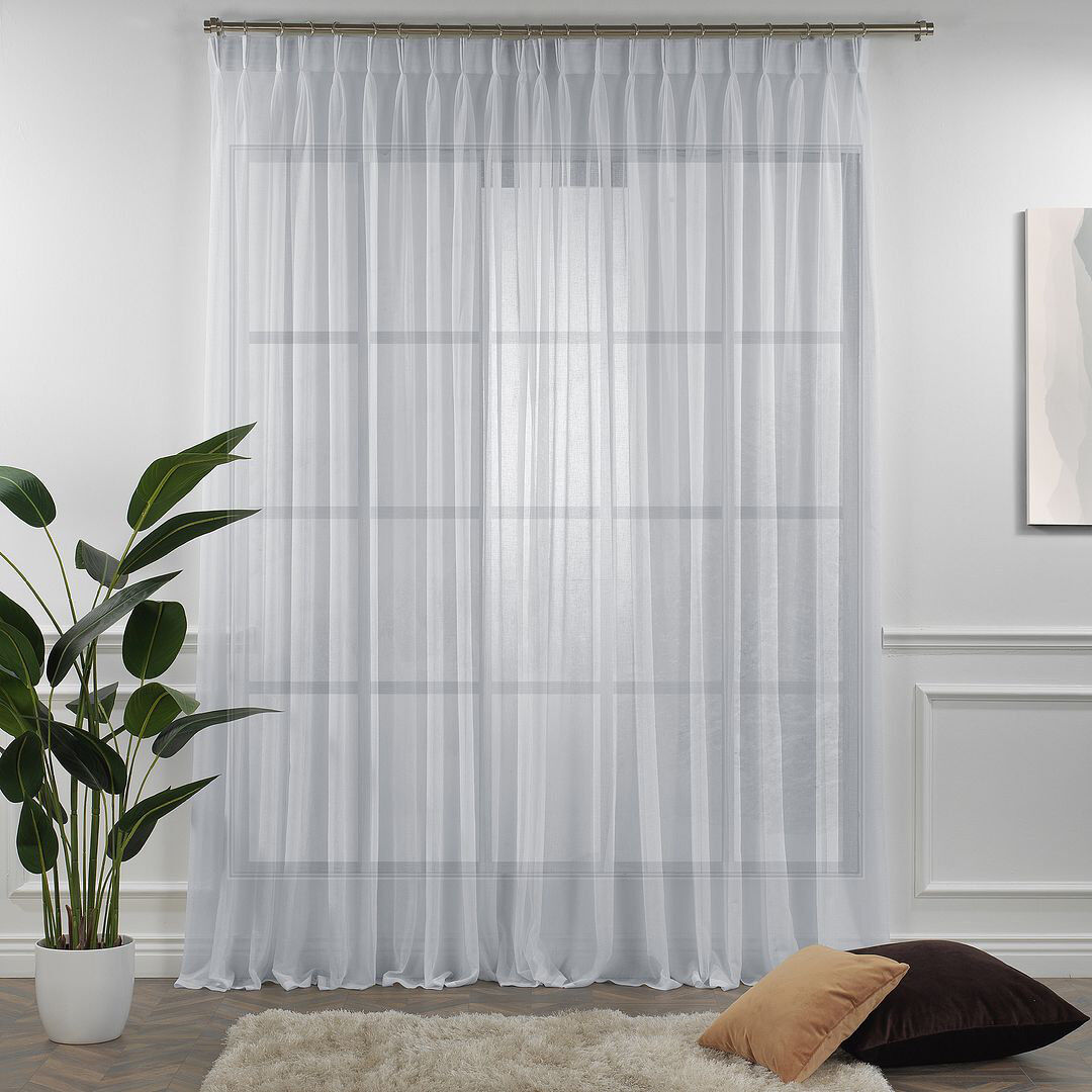 Noine Home Deco Sheer Single Curtain Panel White 130cm Width x 400cm Drop