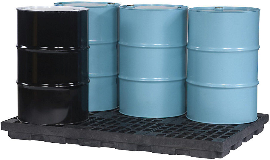 PE-Auffangwanne aus PE-Regenerat, Flachwanne, für 8 x 200 l Fässer, Auffangvolumen 371 l Justrite