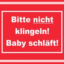 HB-Druck Bitte nicht klingeln Baby schläft Schild mit Text rot-weiss A6 (105x148mm)