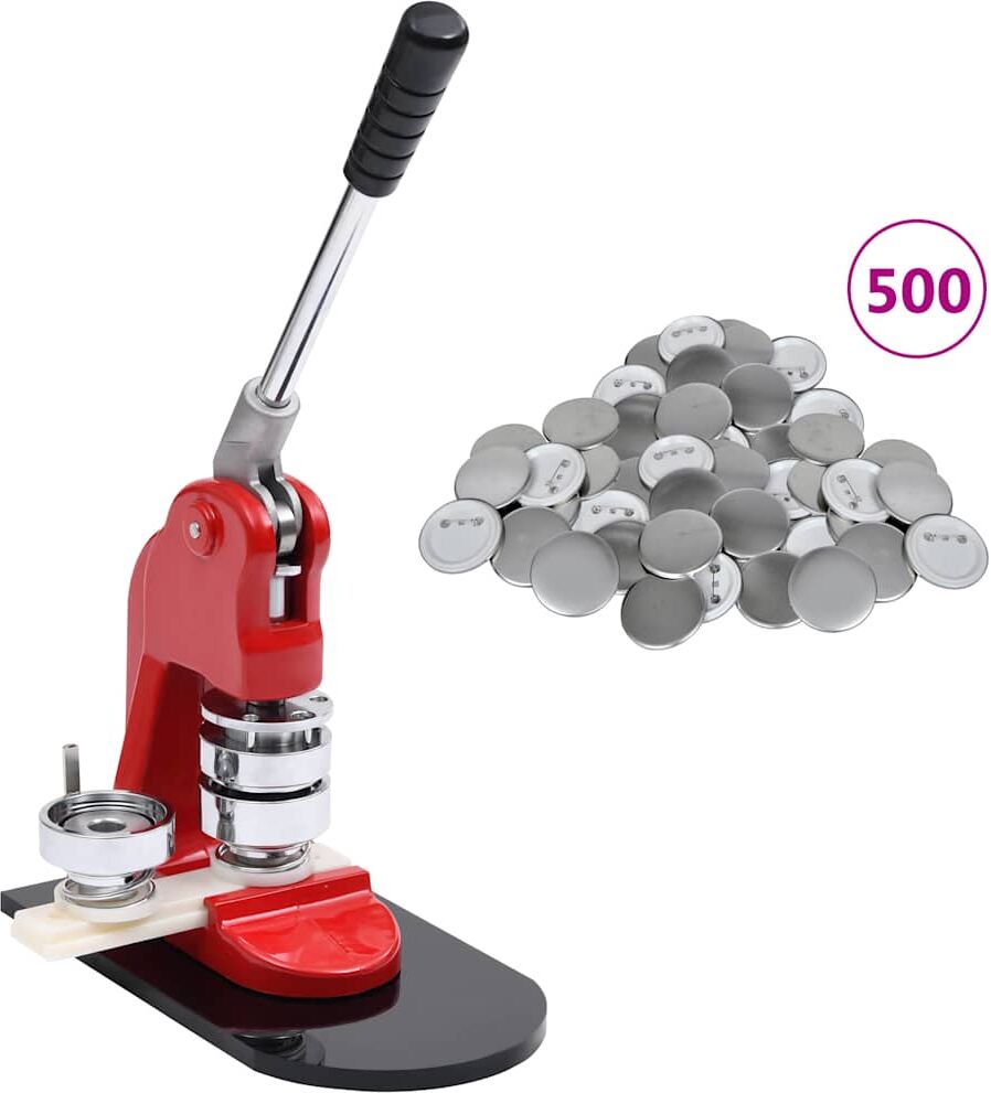 vidaXL Machine à badges avec 500 pièces de bouton à épingle 58 mm