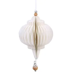 Chic Antique Ornament aus Papier mit Holzperle, H8,5/D6,5 cm, antique creme, Kugel