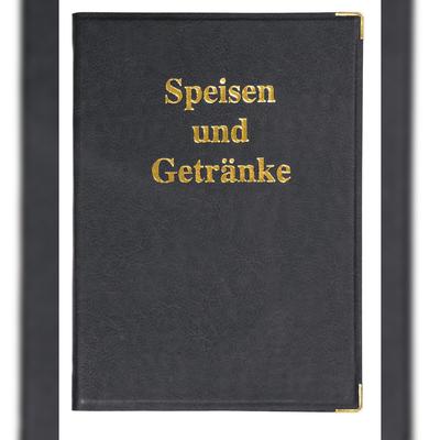 SIGEL SM100 Speisekarten-Mappe für A4, Menükarte, Gummi-Bindung, schwarz mit Goldprägung, strapazierfähig und leicht abwischbar