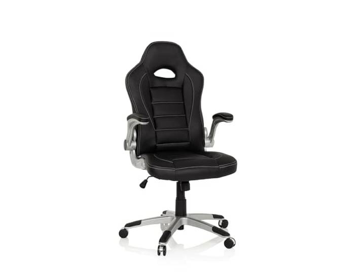 hjh OFFICE 621891 Chefsessel Game Sport Kunstleder Schwarz Gaming Stuhl Bürostuhl, Armlehnen klappbar