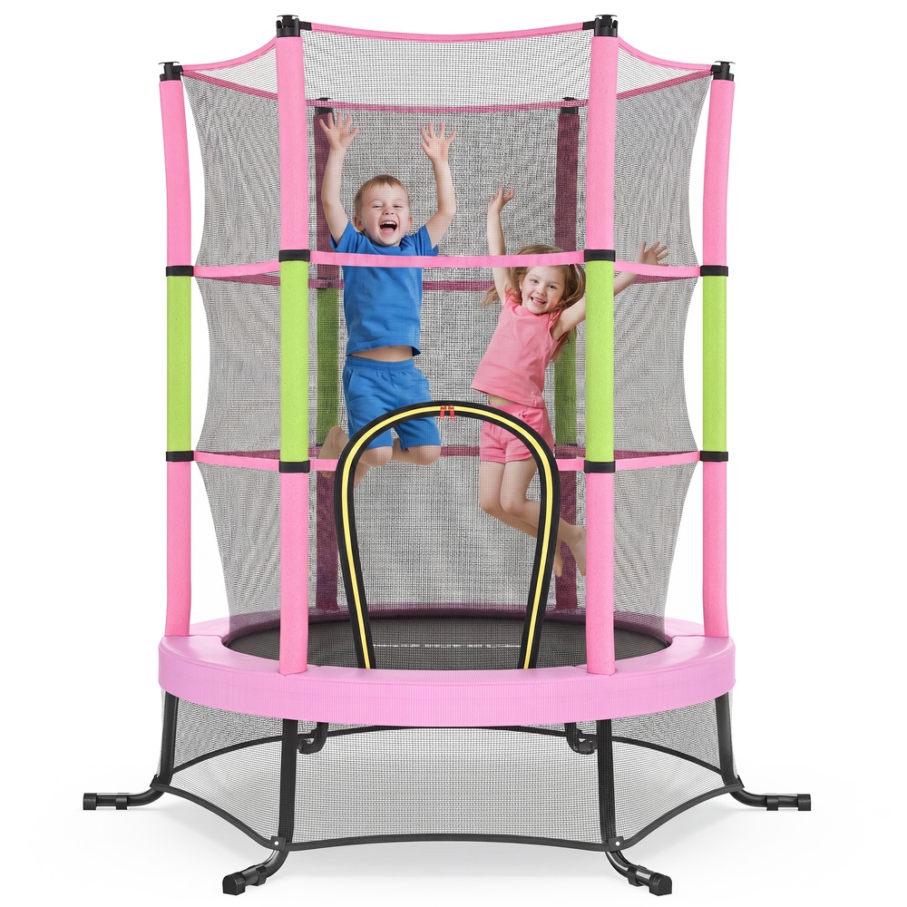SONGMICS Trampolin Kinder, 174 cm Kindertrampolin mit Sicherheitsnetz, Randabdeckung STR050S101