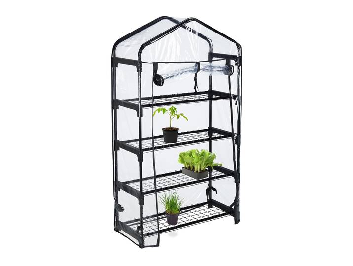 Gewächshaus für Balkon Schwarz-Transparent