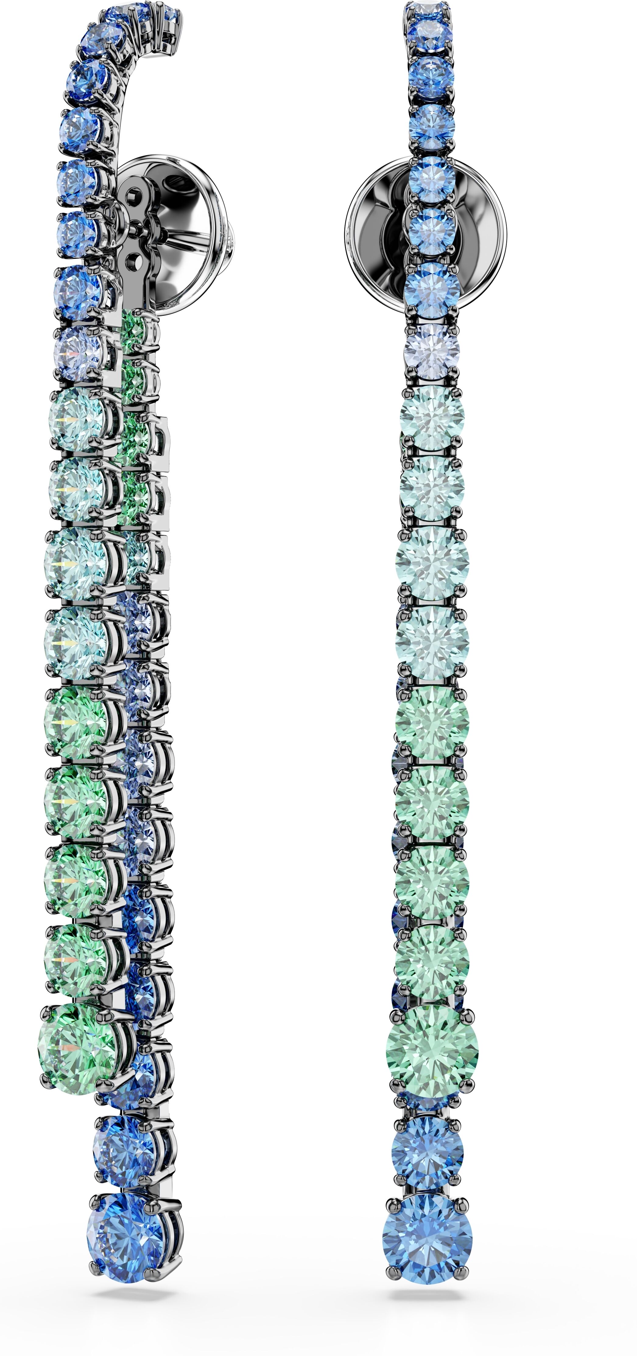 Paar Ohrhänger SWAROVSKI "Schmuck Geschenk Matrix Drop-Ohrhänger", metallfarben, blau, grün, blau, grün, Ohrringe, Damen, Metall, mit Swarovski Kristall