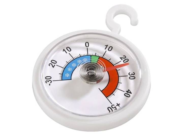 Xavax Analoges Thermometer zum Aufhängen im Kühlschrank, Gefrierschrank, Tiefkühltruhe, Weinkühlschrank, Minibar, min. -30 Grad, max. +50 Grad, rund, weiß
