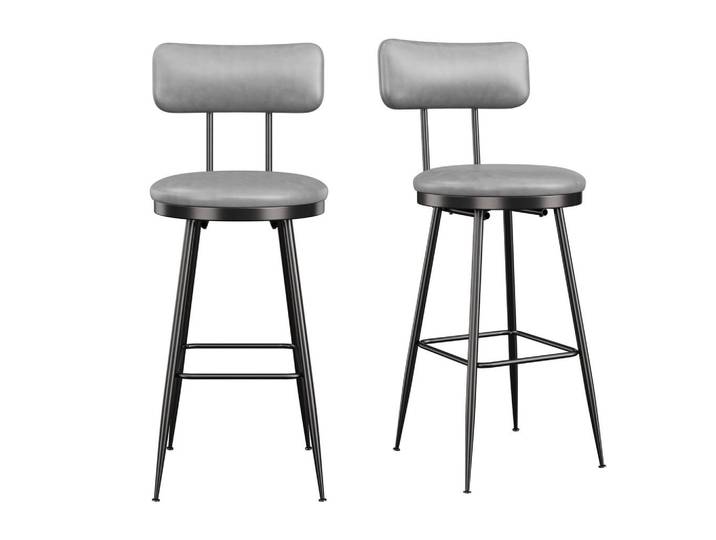 Shopentra Barhocker 4er-Set Grau PU Leder, Dunkelgrau, Metall, 39.7x85.5x38 cm, Esszimmer, Barmöbel, Barhocker