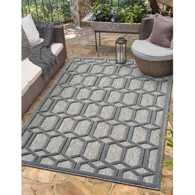 Outdoorteppich "Thala, LAGERRÄUMUNG", grau (grau,schwarz), B:140cm H:8mm L:200cm, Polypropylen, MYFLAIR MÖBEL & ACCESSOIRES, Teppiche, Outdoorteppich, modernes Design, Hoch-Tief Effekt, Outdoor geeignet, Balkon, Terrasse