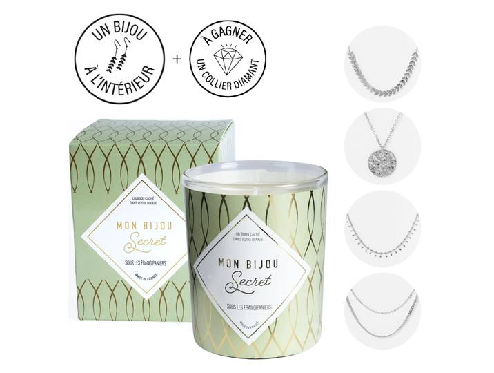 Bougie Bijou Amande collier argenté