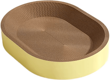 Inspire Picks CozyOval Cardboard Cat Scratcher Bed & Lounge Nest l Yellow