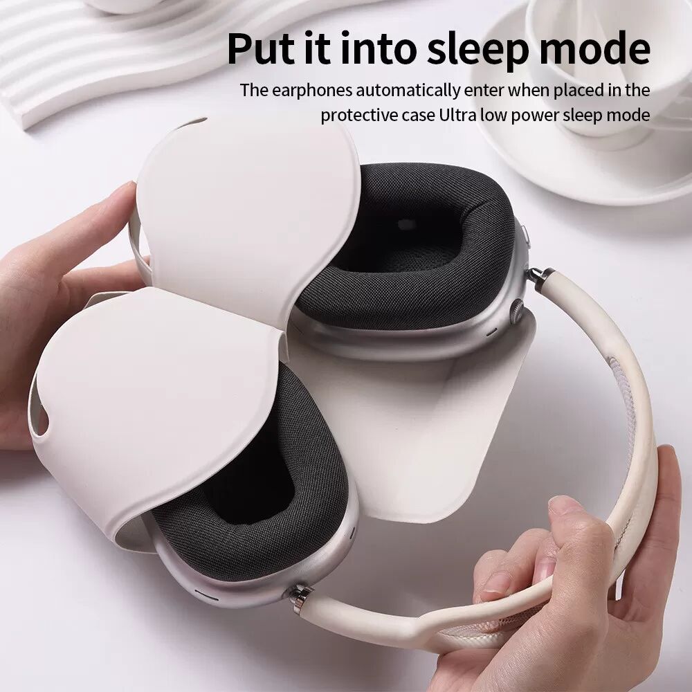 INF AirPods Max Magnetisches Lederetui - Silikon Kopfhörer Schutzhülle - Silber