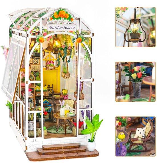 Ibenzoa Miniatuur Boekenplank Diorama Bouwset - Houten 3D-puzzel met LED-verlichting