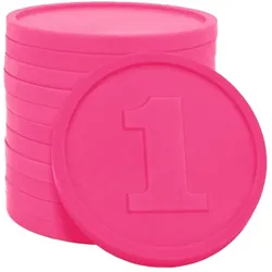 CombiCraft Wertmarken Chips Ø29 mm mit Prägung „1“ in Neonpink - pro 1000 Stück