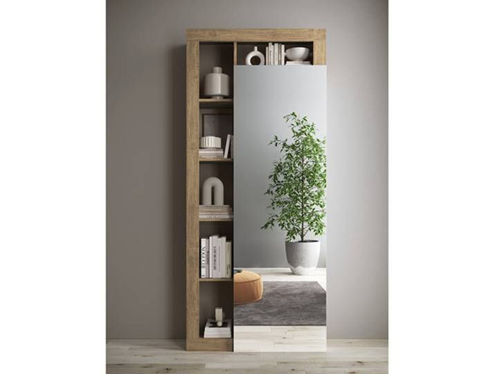 Armoire 1 porte Fribourg laqué blanc/chene - Basika