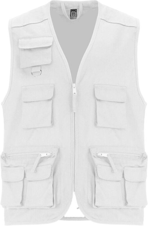 Gilet multi-poches personnalisable à col en V Venera blanc XL