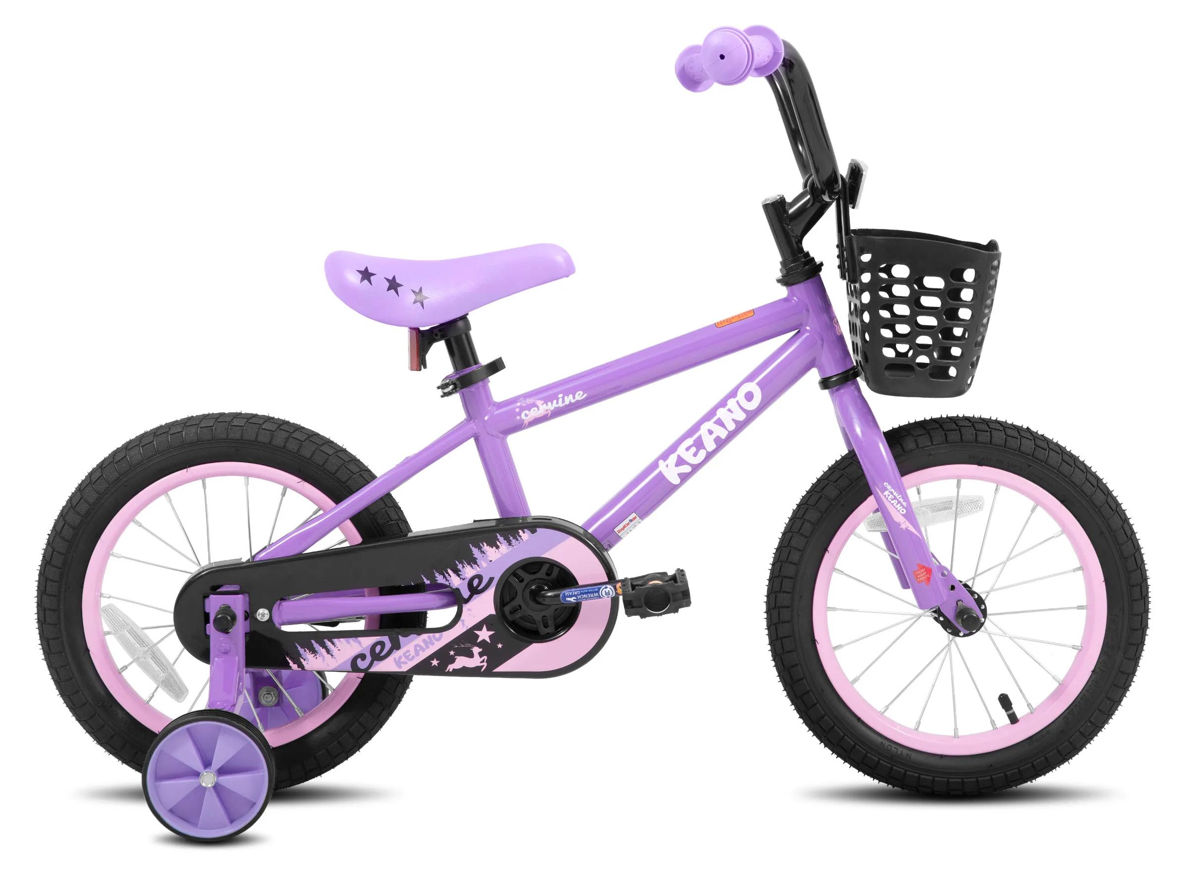 Kinderfahrrad für Mädchen - 40 cm Räder - Stützräder - Korb und Kettenschutz - Stahlrahmen - Alu-Felgen - Alter 3-10 Jahre - Lila