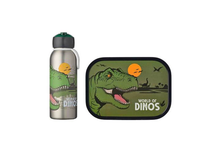 Lunchbox MEPAL Brotdose + Thermoflasche Campus 2er Set , grün (dino world), B:2cm H:2cm L:2cm, Kunststoff, Lebensmittelaufbewahrungsbehälter, Lunchbox