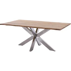 Diamond Garden Tisch MARBELLA Baumkante 190 x 100 cm, Edelstahl / Recycled Teak
