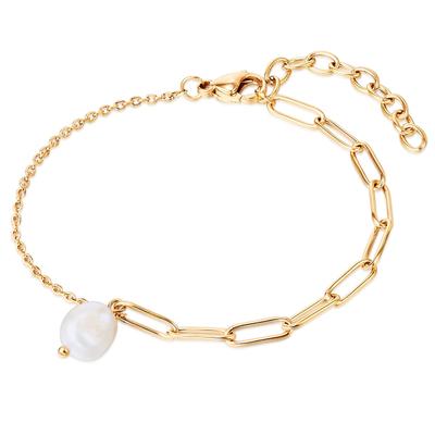 Armband VALERO PEARLS "VP779", gelb (gelbgold), Armbänder, Damen, Edelstahl, Armband, mit Süßwasser-Zuchtperle