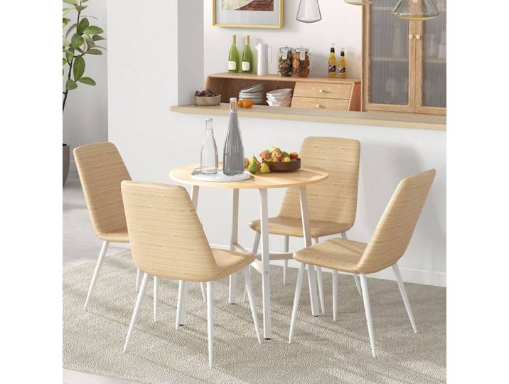 CollaHausse Table à Manger Ronde Style Industriel Ø80 cm Bois Blanc Max 60 kg