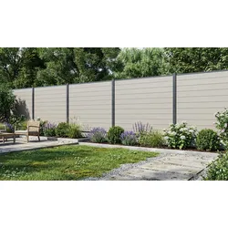 WPC Steckzaun Laboe - Farbe: Smoke White / Charcoal / Teak / Beige / Antique - 175 x 172 cm  - aus: WPC