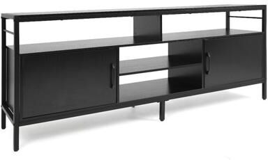 Costway 58 Inch Industrial TV Stand with Cabinets and Adjustable Shelf for TVs up to 65 Inch-Black