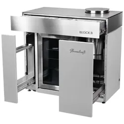 Flammkraft BLOCK B Lichtgrau Kühl- und Barmodul 63 Liter Outdoor-Kühlschrank Modul