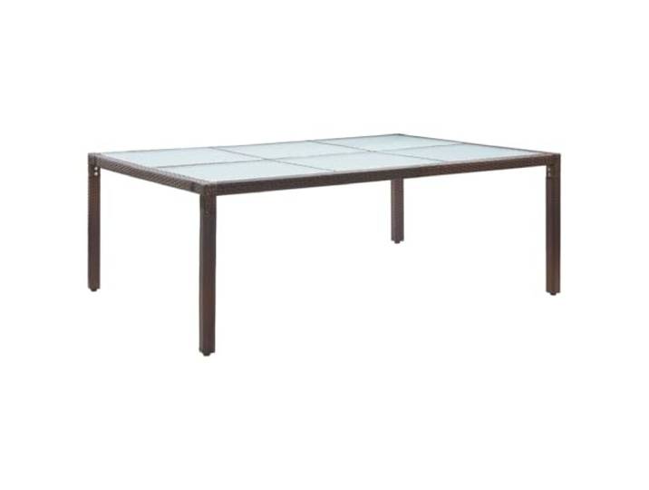 Garten-Esstisch Braun 200x150x74 cm Poly Rattan Stahlgestell,Tischplatte aus Glas,Leichtbauweise,pflegeleichtes PE-Rattan,Abdeckung bei Regen und Frost