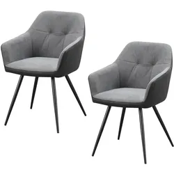 HTI-Living, Stühle, Esszimmerstuhl 2er Set Anthrazit/Grau Joschka