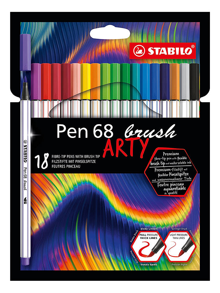 Premium-Filzstifte "STABILO Pen 68 brush - ARTY" - 18 Stück - onesize