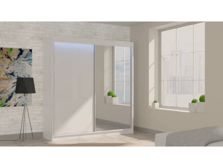 ALTDECOR Schwebetürenschrank mit Spiegel und LED Parti - 200x216