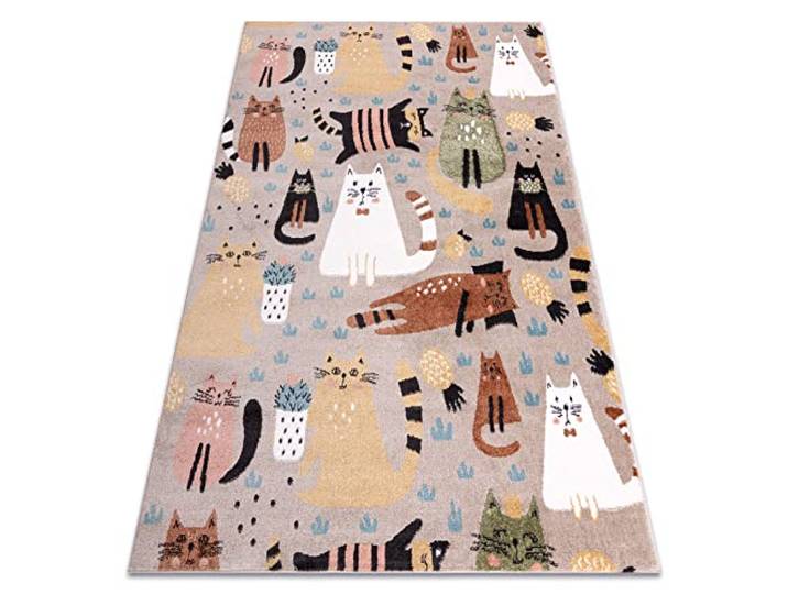 rugsx Fun Kittens Kinderteppich mit Muster „Katzen” beige 180x270 cm