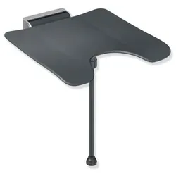 Hewi System 900 Duschklappsitz 900.51.214XA92 Edelstahl geschliffen, Polyamid anthrazit, mit Schamausschnitt