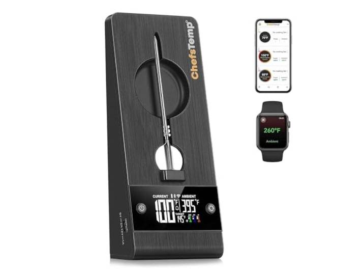 ChefsTemp ProTemp 2 Plus Fleischthermometer Kabellos mit 1 Nadel-Sonde Intelligentes Grillthermometer mit WLAN & Bluetooth, Unbegrenzte Reichweite, BBQ Thermometer für Smoker, Grill und Ofen