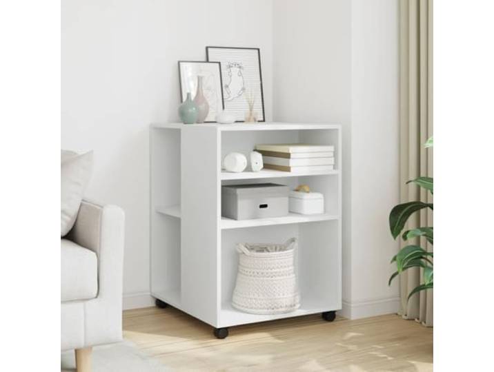 APXESS Beistelltisch mit Rollen, Servierwagen aus Holzwerkstoff, 55x60x78 Zwei Ablagen, Feststellbare Schwenkrollen, Pflegeleichte Oberfläche