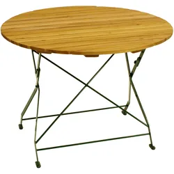 Klapptisch BAD TÖLZ 100cm rund, Flachstahl grün + Robinie