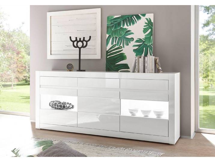 Home affaire Sideboard Carat, Breite 217 cm, wird mit zwei Leisten angeliefert, 1 x grau, 1 x weiss