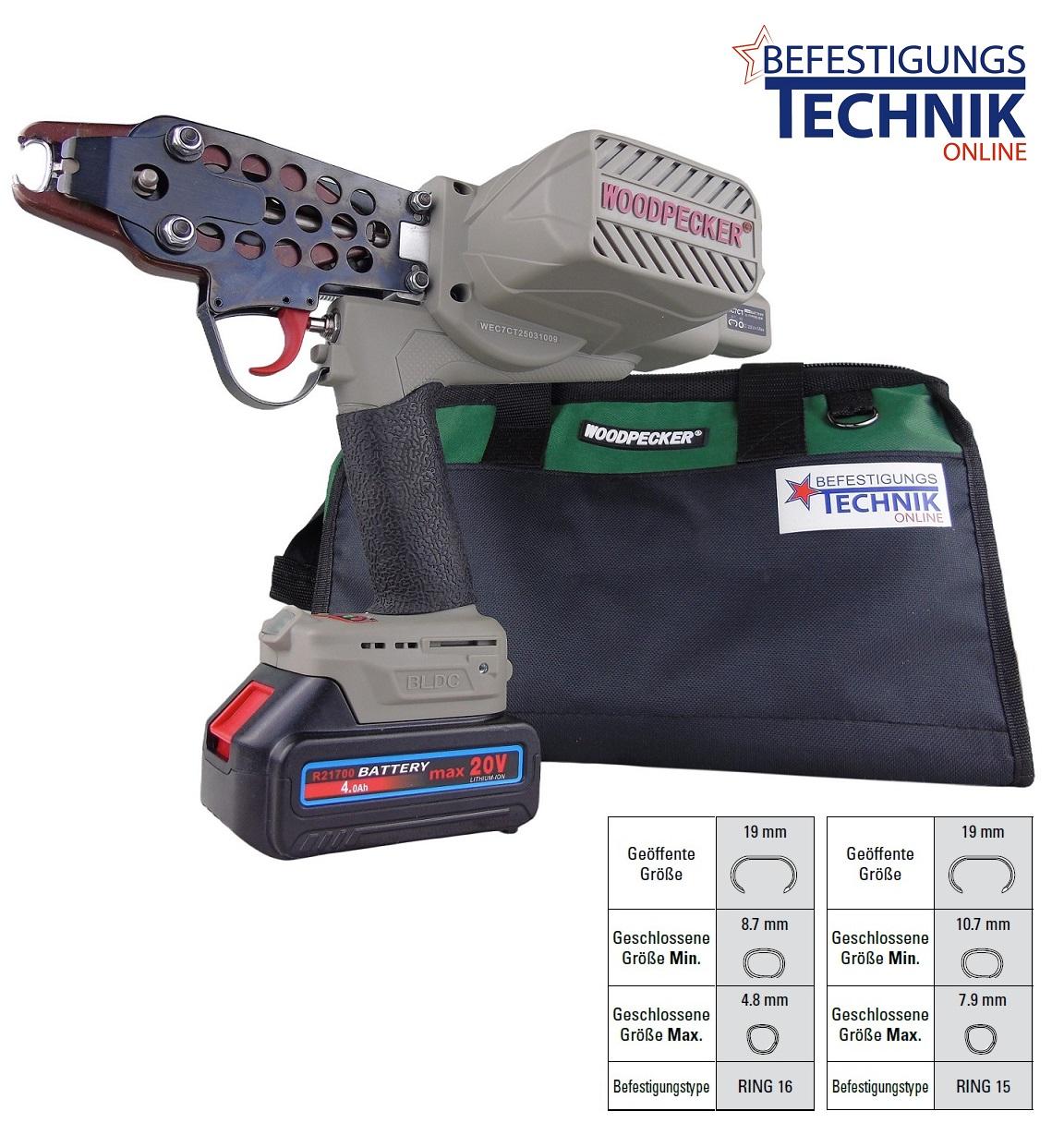 Akku Hog Zaun Ringzange eC7CT 4,8-9mm für Makita BL18 C-Ringer für Ringklammer Ring16 KL-97