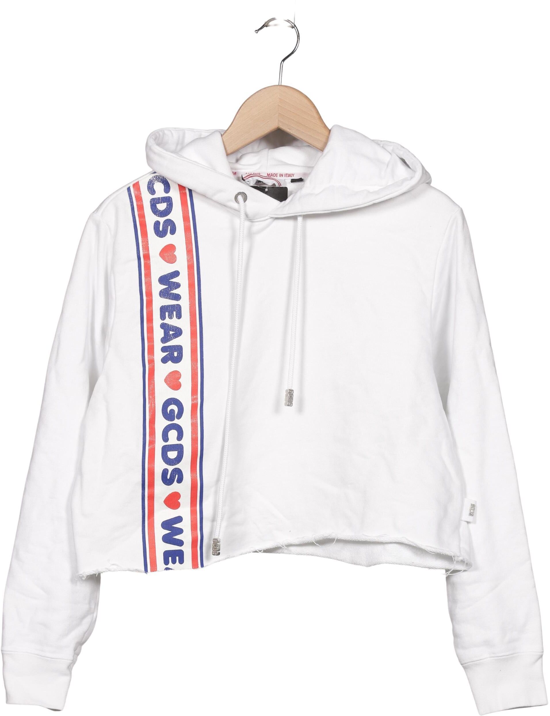 Gcds Damen Kapuzenpullover, Weiß, Gr. S, Baumwolle - Second Hand